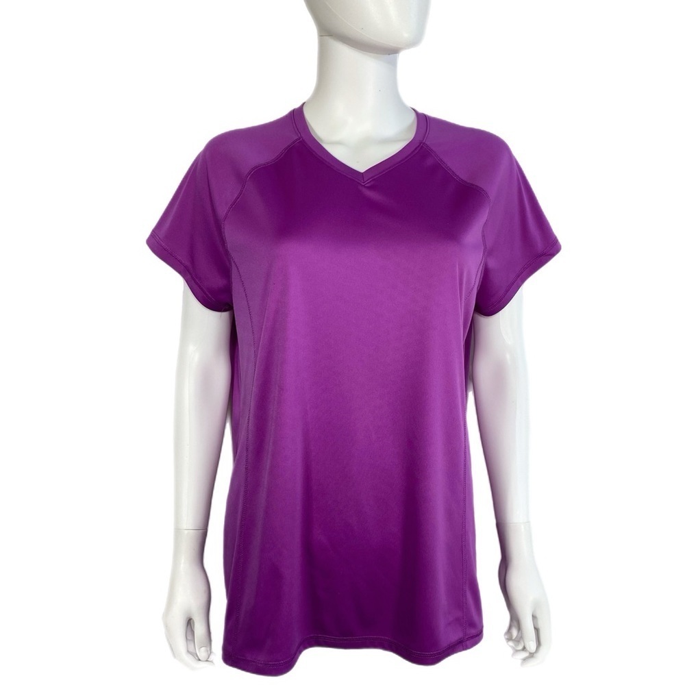 Amazon Essentials Purple V-Neck Short Sleeve Performance Workout Top